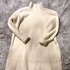 White mock neck sweater dress